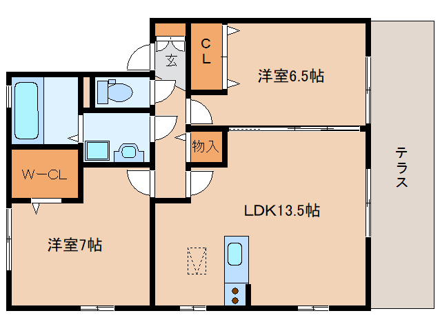 奈良市四条大路のアパートの間取り