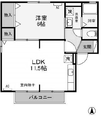 前橋市青梨子町のアパートの間取り