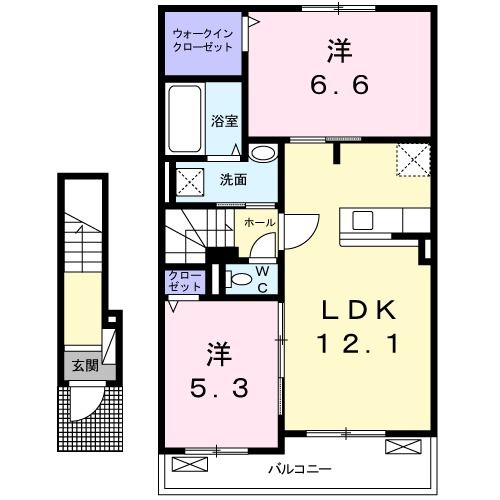 行橋市泉中央のアパートの間取り