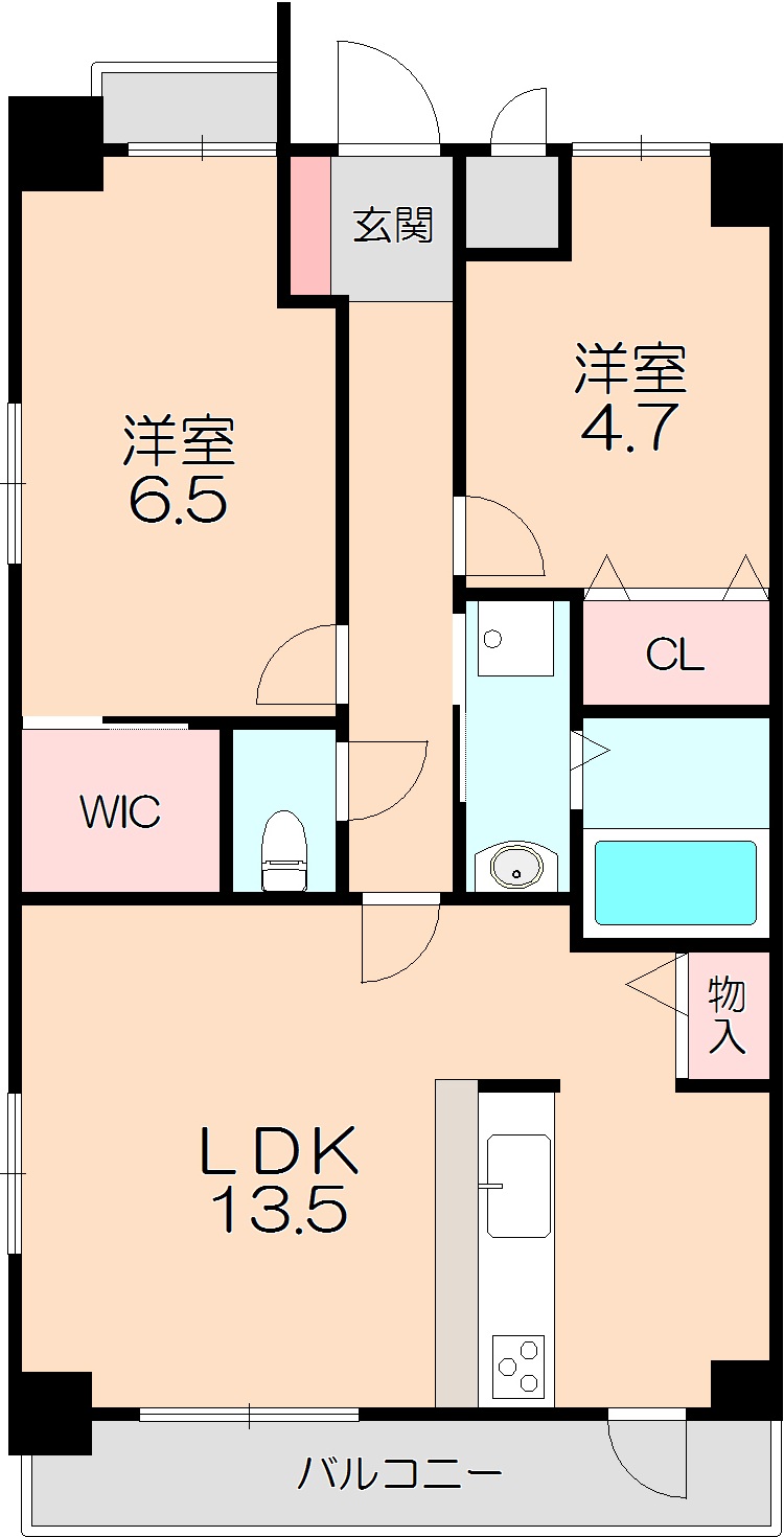 豊中市野田町のマンションの間取り