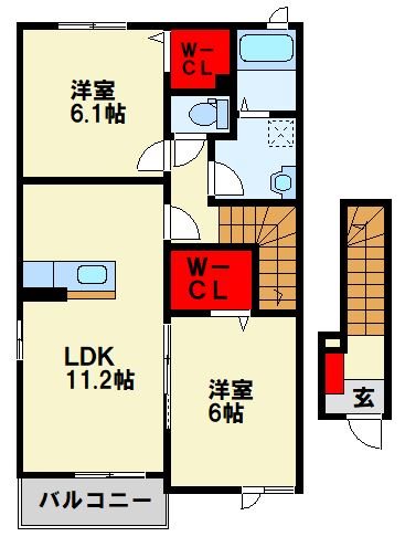 遠賀郡遠賀町大字別府のアパートの間取り