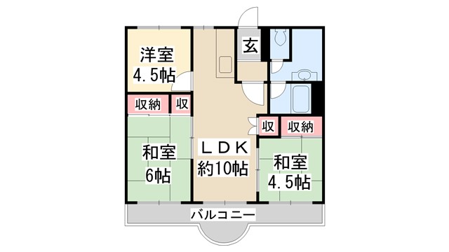 川西市向陽台のマンションの間取り