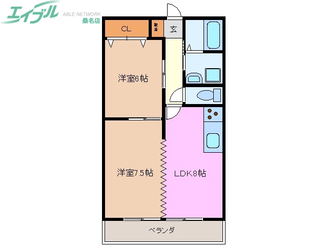 桑名市大字東方のマンションの間取り