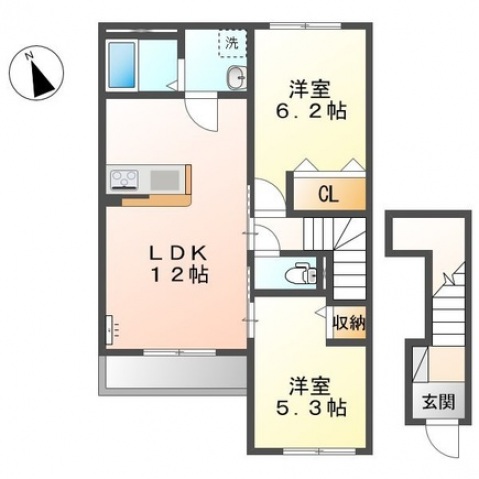 廿日市市物見東のアパートの間取り