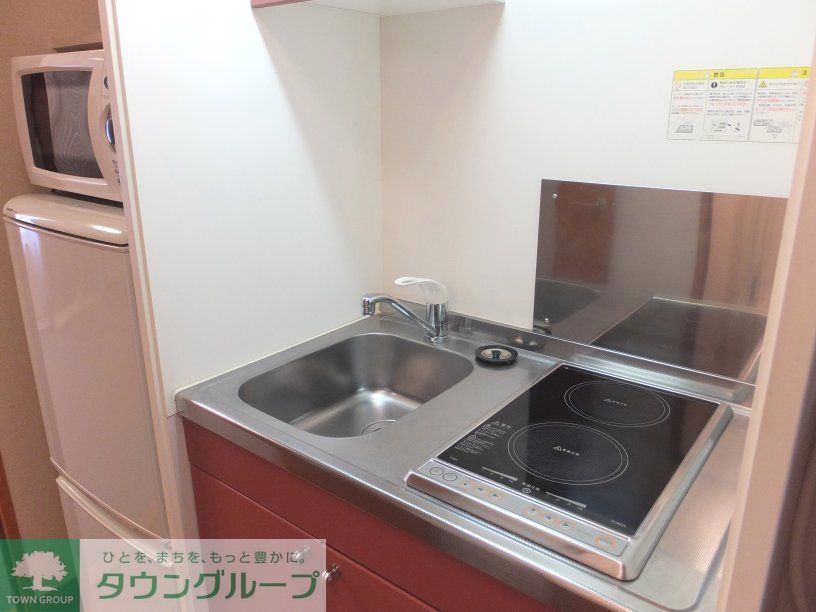 キッチン　２口電気コンロ　シングルレバーで温度調節が簡単！