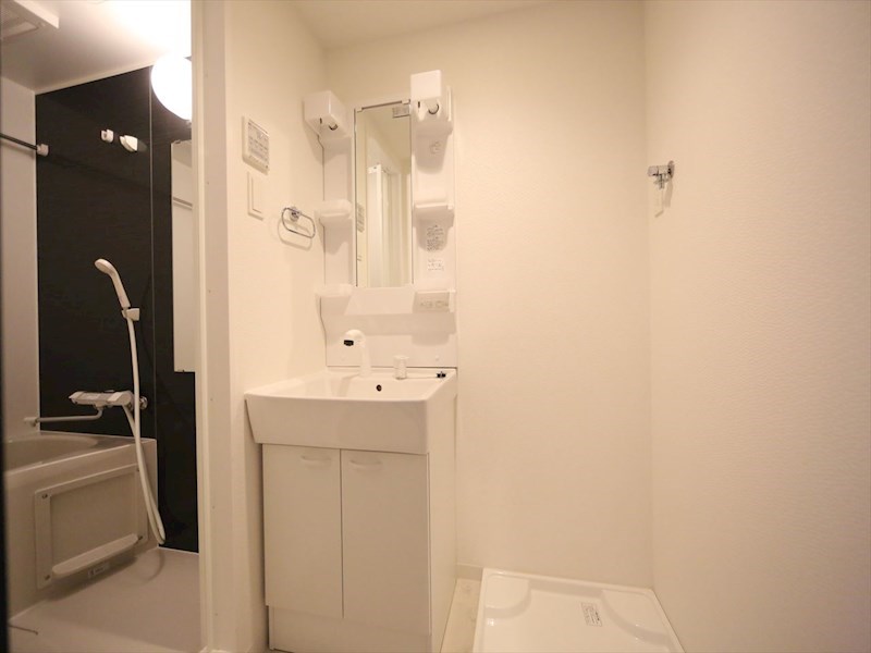 洗面設備　脱衣所　独立洗面台（シャンプードレッサー付）収納スペース有