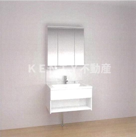 洗面設備　スペースが確保できる洗面所です