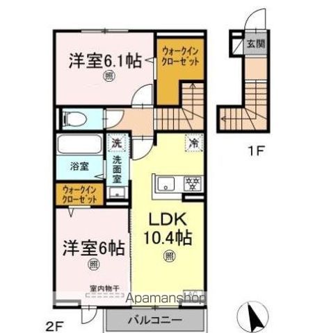 ＪＲ本四備讃線 茶屋町駅 徒歩15分 2階建 築2年の間取り写真