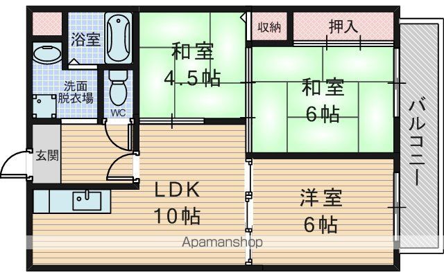 阪急宝塚線 豊中駅 徒歩14分 3階建 築42年の間取り写真