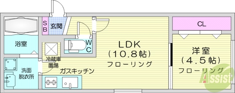 地下鉄東西線 宮の沢駅 徒歩8分 4階建 築11年の間取り写真