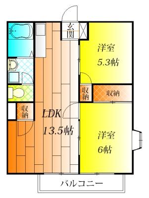 近鉄大阪線 河内国分駅 徒歩12分 2階建 築34年の間取り写真