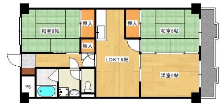 広島市西区井口台のマンションの間取り