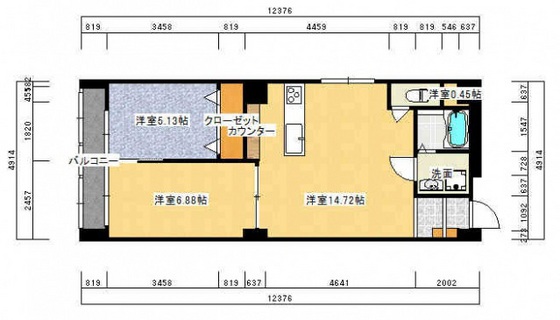 広島市西区庚午中のマンションの間取り