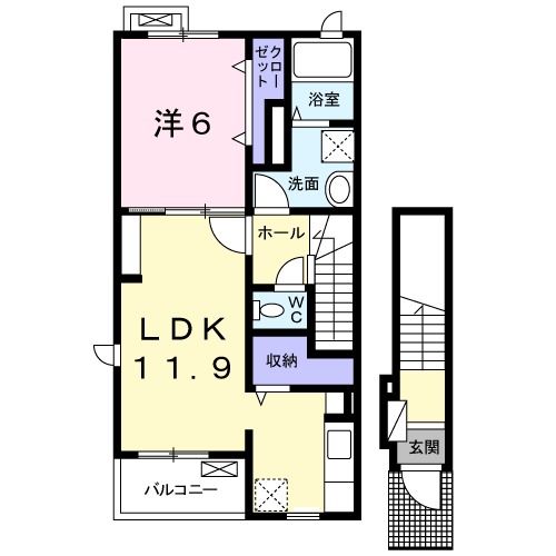 柴田郡大河原町字山崎町のアパートの間取り