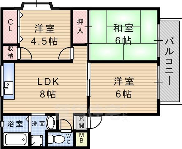 カーサベラ琴浦　A棟の間取り