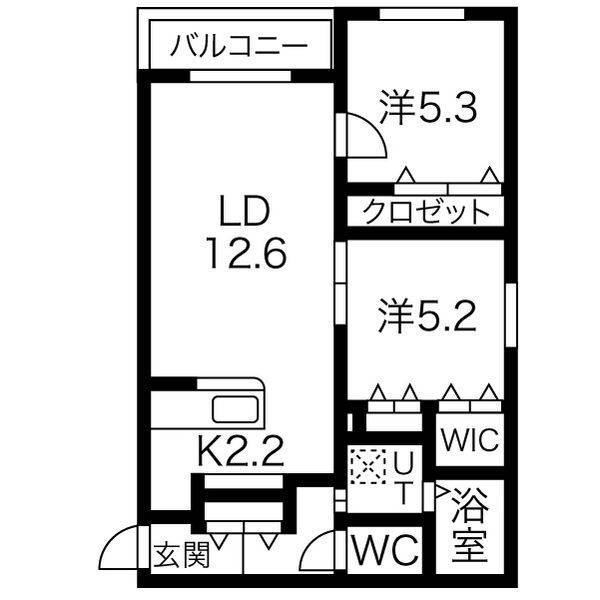 札幌市中央区南十三条西のマンションの間取り