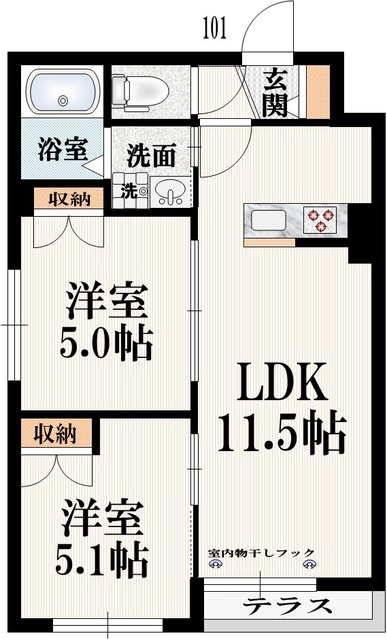 調布市入間町のマンションの間取り