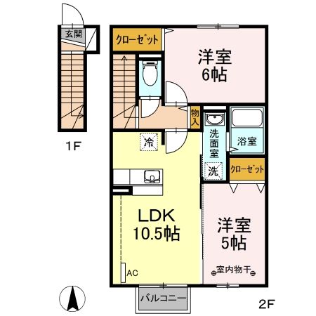 郡山市日和田町のアパートの間取り