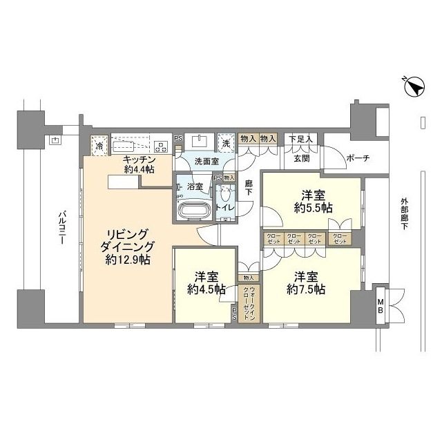 中央区晴海のマンションの間取り