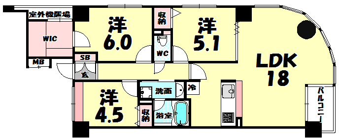 大阪市中央区島町のマンションの間取り