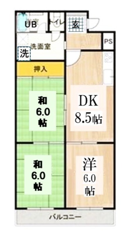 京都市右京区西院高田町のマンションの間取り