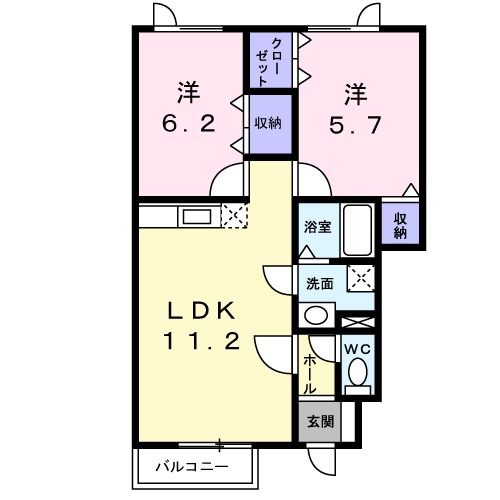 北広島市東共栄のアパートの間取り