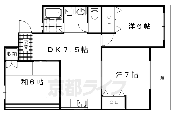 京都市伏見区醍醐西大路町のマンションの間取り