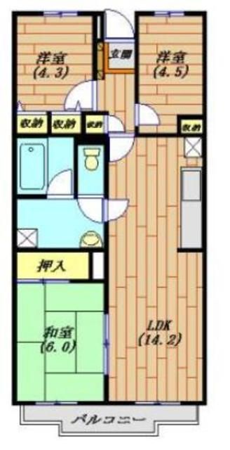 越谷市平方南町のマンションの間取り