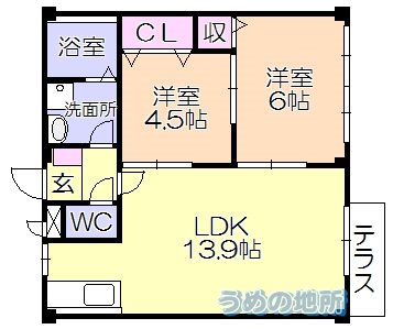 西鉄天神大牟田線 津福駅 徒歩20分 2階建 築34年の間取り写真