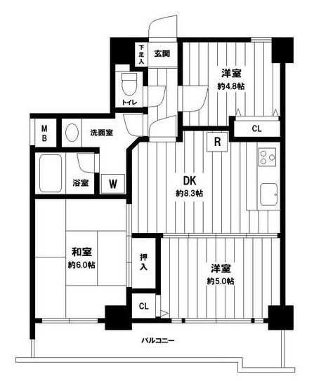 横浜市保土ケ谷区東川島町のマンションの間取り