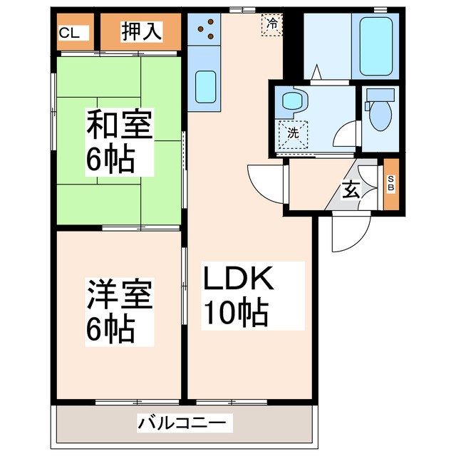 菊池市亘のアパートの間取り