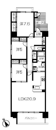 姫路市東雲町のマンションの間取り