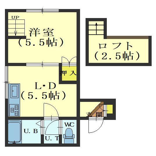 函館市千歳町のアパートの間取り