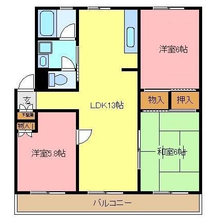 埼玉県さいたま市緑区大字三室（マンション）の賃貸物件の間取り