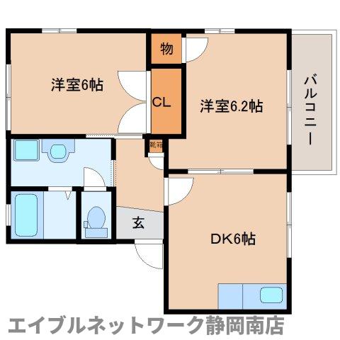 静岡市駿河区大谷のアパートの間取り