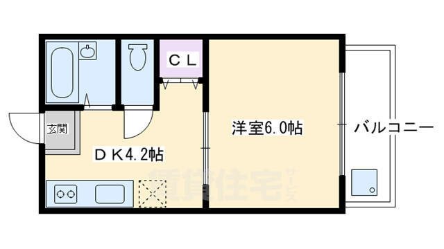 京都市左京区修学院中林町のマンションの間取り