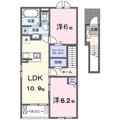 福山市神辺町大字新湯野のアパートの間取り