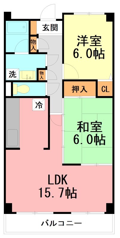 小田原市栢山のマンションの間取り