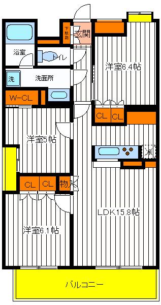 昭島市中神町のマンションの間取り