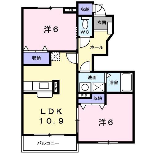 葛城市北花内のアパートの間取り