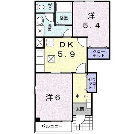 大崎市古川中里のアパートの間取り