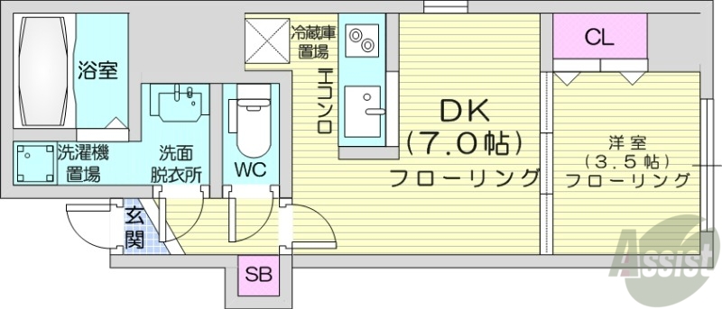 札幌市中央区南一条東のマンションの間取り