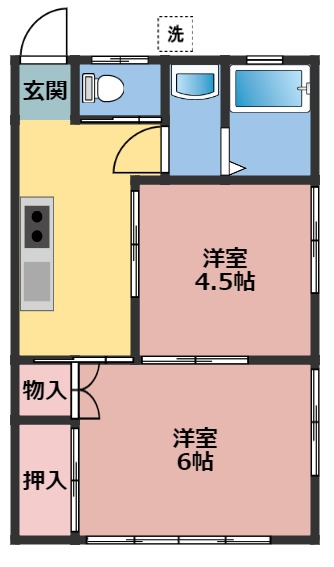 横浜市神奈川区白幡南町のアパートの間取り