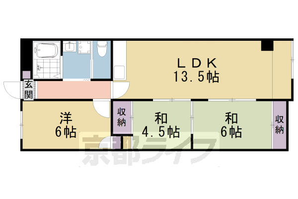 京都市左京区高野東開町のマンションの間取り