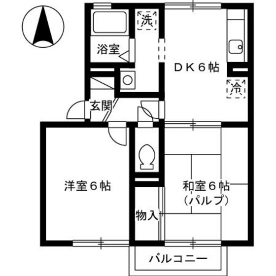 岡山市北区惣爪のアパートの間取り