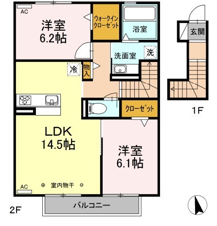 浜松市中央区丸塚町のアパートの間取り