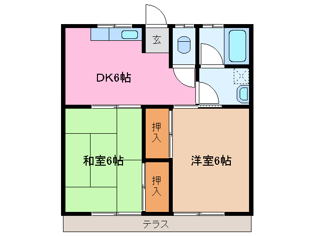 松阪市駅部田町のアパートの間取り