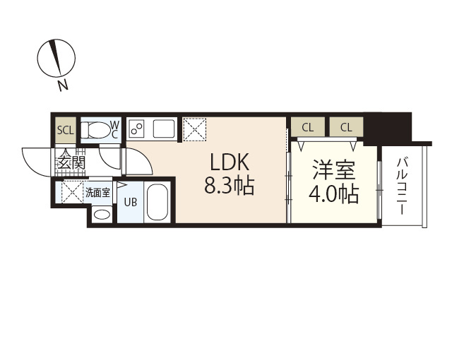 S-RESIDENCE国泰寺町二丁目の間取り