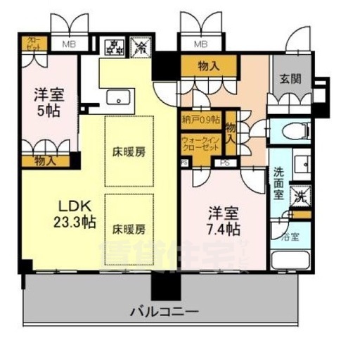 ブランズタワー御堂筋本町の間取り