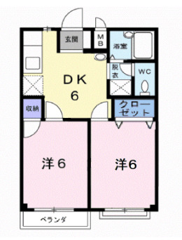 郡山市大槻町のアパートの間取り